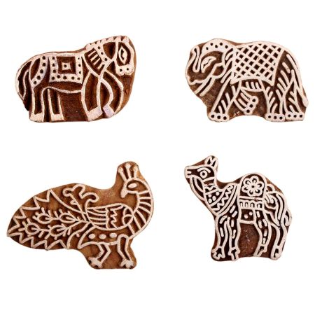 Set of 4 Piece New Mix Wooden Printing Block